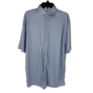 Collars & Co Dress Collar Polo Shirt Blue Micro Check Short Sleeve XL